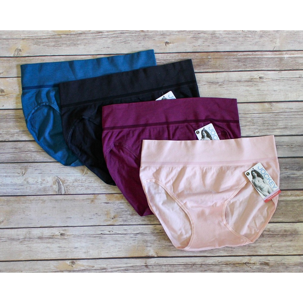 Jockey Hi Cut Bikini Panties Womens Size 7 Multicolor 4 Pack Seamless